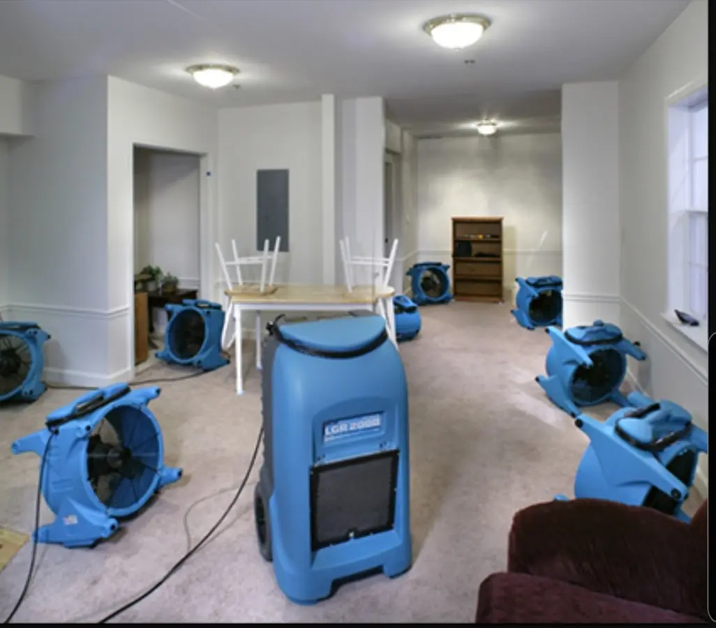 Air movers and dehumidifier setup for Water Extraction & Removal in Chisago City